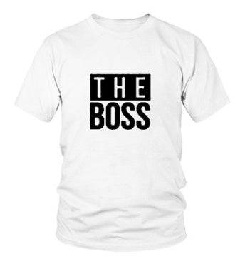 DIY Men T-Shirt with "The Boss" print design, short sleeves, polyester and acetate material.