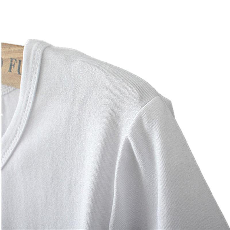 White modal short-sleeve T-shirt, round neck, featuring American English numbers printing, for men and women.