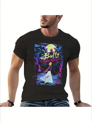 Vintage Buffy Vampire and Demon Hunter T-shirt, T-shirt Boys Whites Tops Korean Fashion Men's Sizes S-5XL.