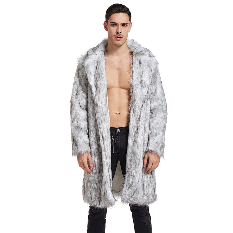 European And American Men's Artificial Fur Long Coat