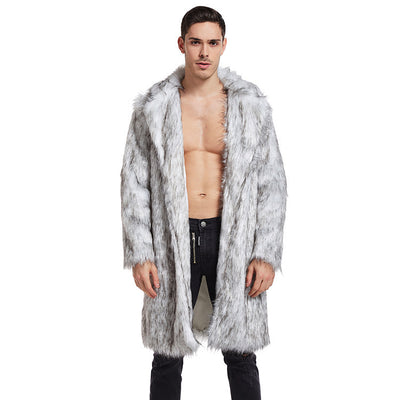 European And American Men's Artificial Fur Long Coat