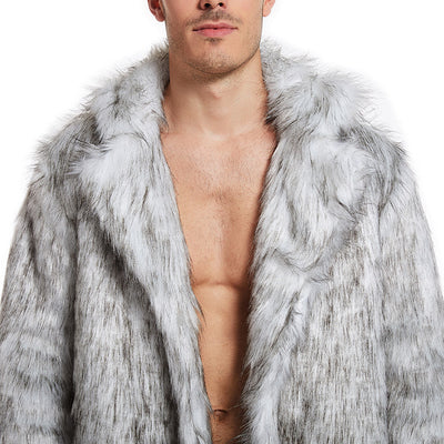 European And American Men's Artificial Fur Long Coat